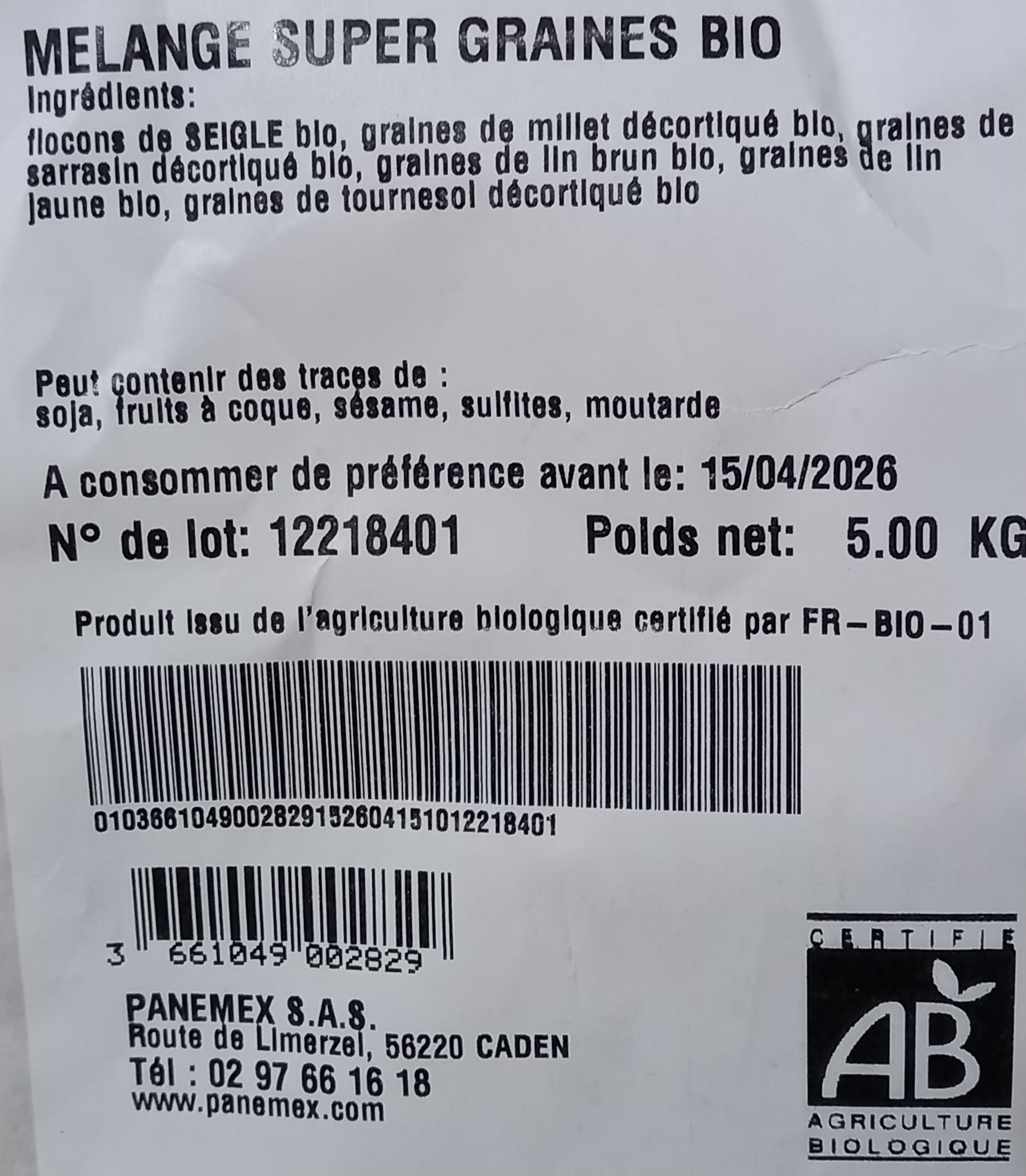 Pain aux céréales sur farine Type 65